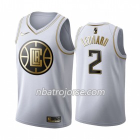 Män Los Angeles Clippers Tröja Kawhi Leonard 2 2019-20 Nike Vit Golden Edition Swingman